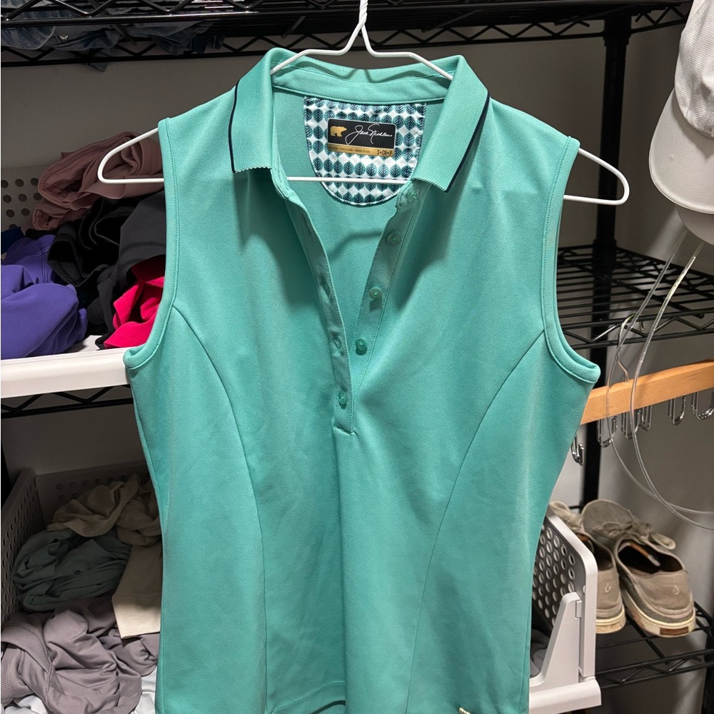Jack Nicklaus Sleeveless Collared Tank - Teal Aqua